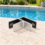 Corner Glass-to-Glass Pool Fence Clamp — Matte silver appearance concept