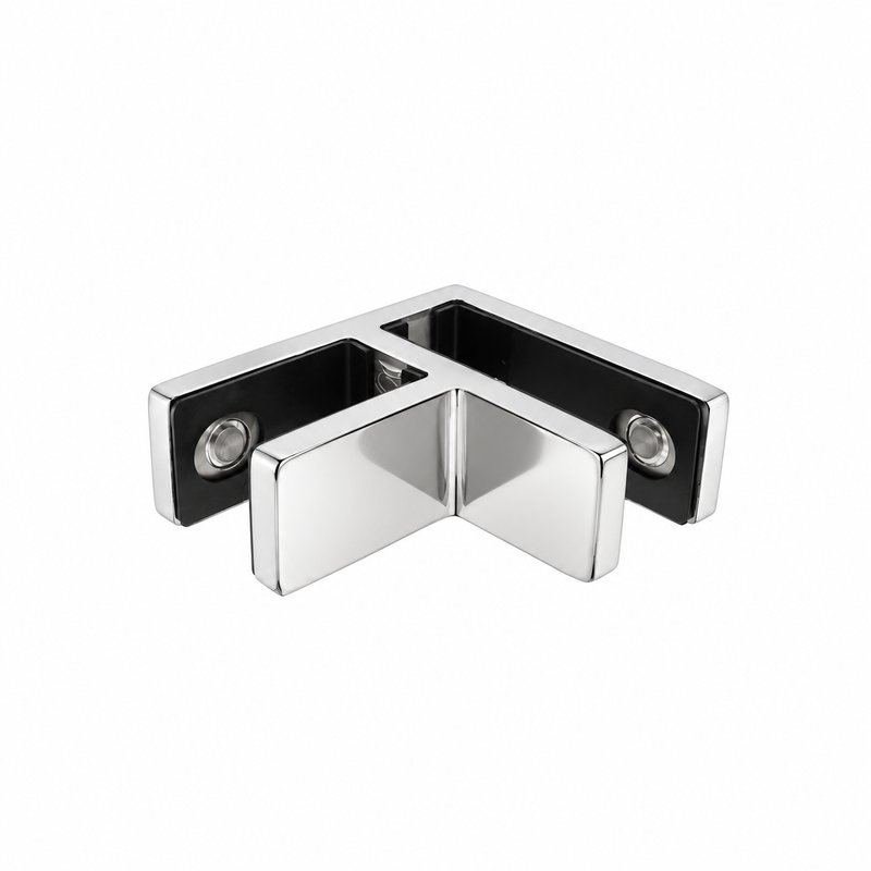 Corner Glass-to-Glass Pool Fence Clamp — Polished silver appearance concept