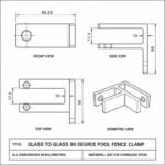Corner Glass-to-Glass Pool Fence Clamp — Polished silver appearance concept