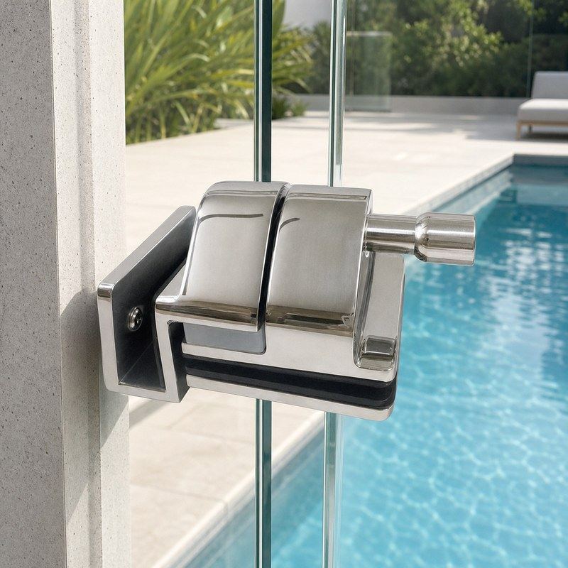 Corner-Bracket Glass Pool Gate Latch