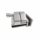 Corner-Bracket Glass Pool Gate Latch — Matte silver appearance concept