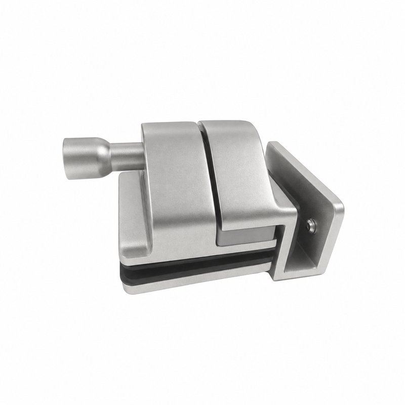 Corner-Bracket Glass Pool Gate Latch — Matte silver appearance concept