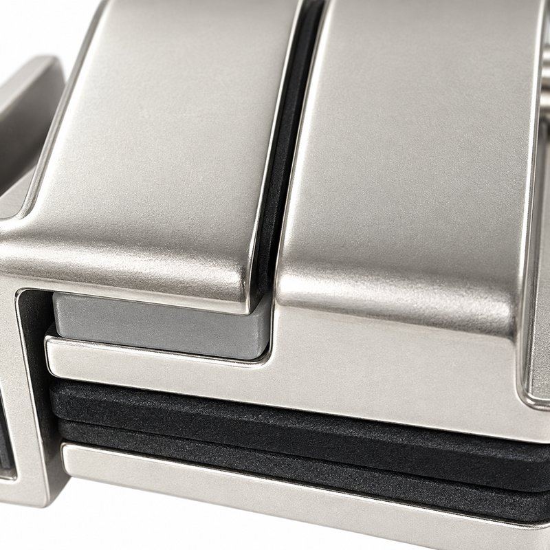 Corner-Bracket Glass Pool Gate Latch — Matte silver appearance concept