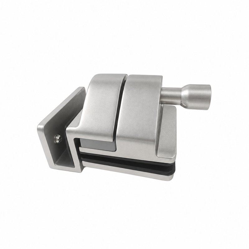 Corner-Bracket Glass Pool Gate Latch — Matte silver appearance concept