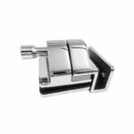 Corner-Bracket Glass Pool Gate Latch — Polished silver appearance concept