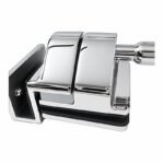 Corner-Bracket Glass Pool Gate Latch — Polished silver appearance concept