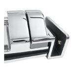 Corner-Bracket Glass Pool Gate Latch — Polished silver appearance concept