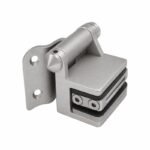 Curved-Leaf Post-to-Glass Pool Gate Hinge — Matte silver appearance concept
