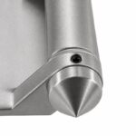 Curved-Leaf Post-to-Glass Pool Gate Hinge — Matte silver appearance concept