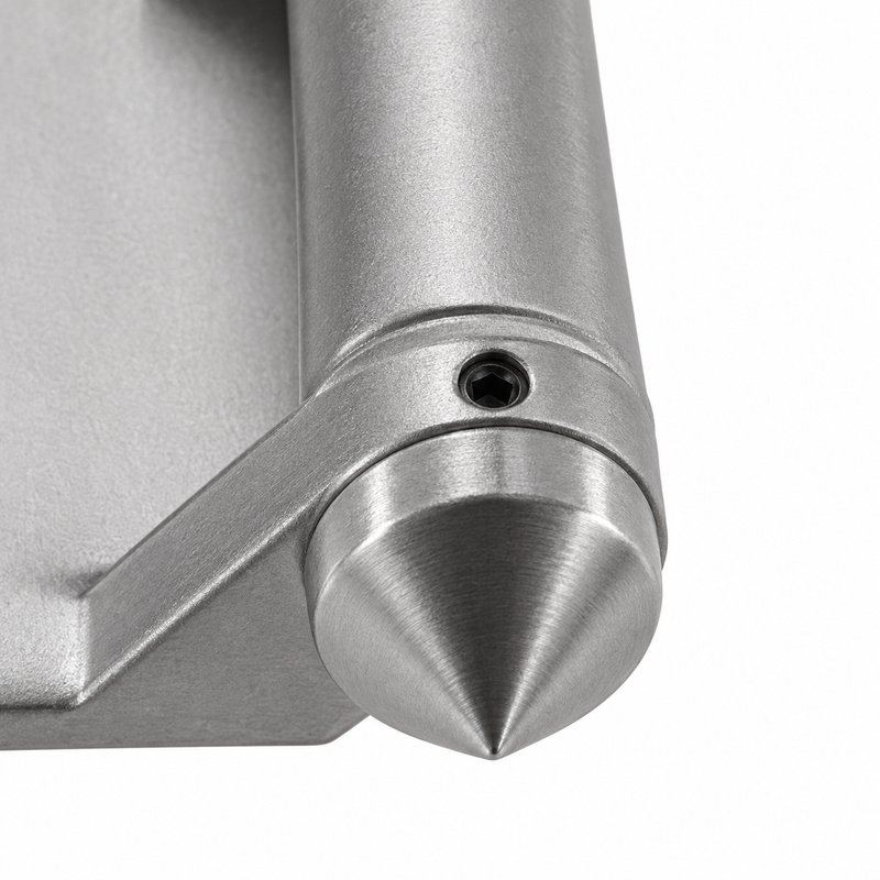 Curved-Leaf Post-to-Glass Pool Gate Hinge — Matte silver appearance concept