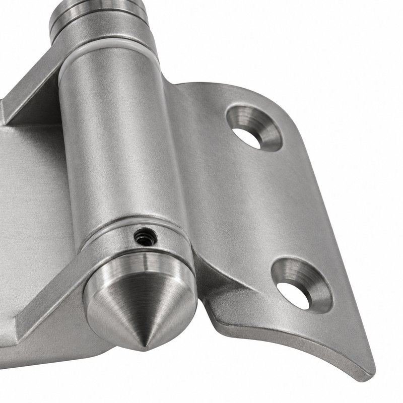 Curved-Leaf Post-to-Glass Pool Gate Hinge — Matte silver appearance concept