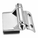 Curved-Leaf Post-to-Glass Pool Gate Hinge — Polished silver appearance concept