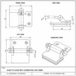 Curved-Leaf Post-to-Glass Pool Gate Hinge — Polished silver appearance concept