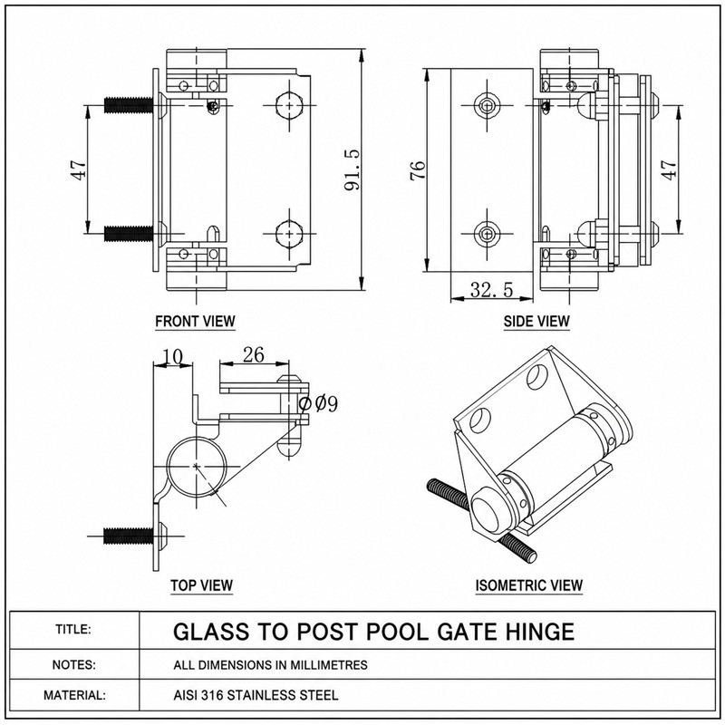 Flat-Plate Pool Gate Hinge