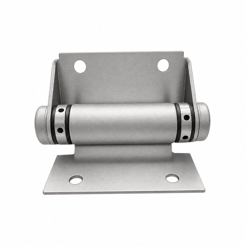 Flat-Plate Pool Gate Hinge — Matte silver appearance concept