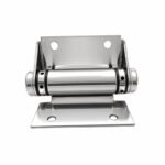 Flat-Plate Pool Gate Hinge — Polished silver appearance concept