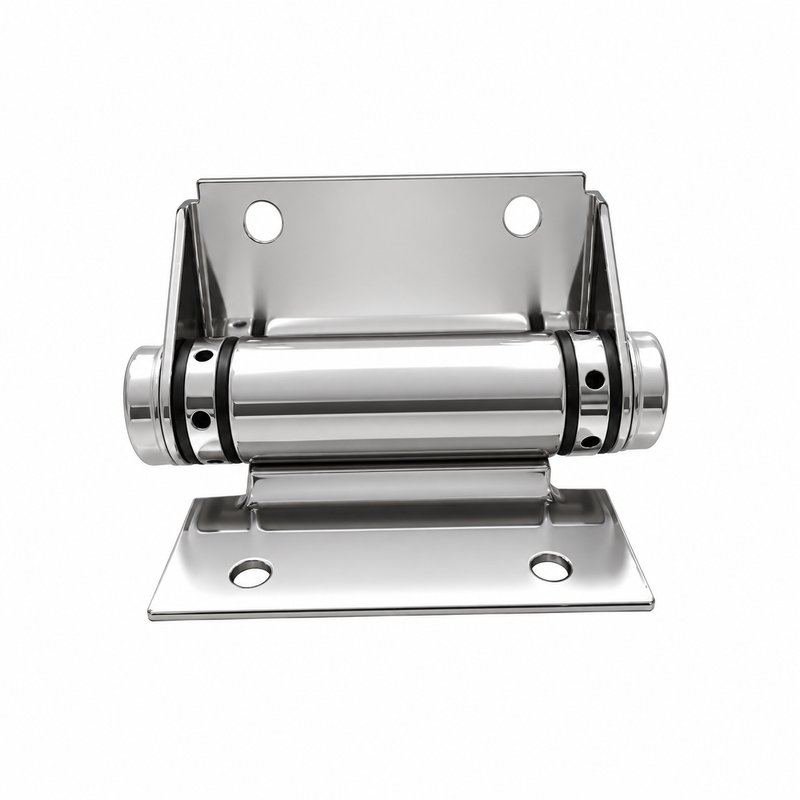 Flat-Plate Pool Gate Hinge — Polished silver appearance concept