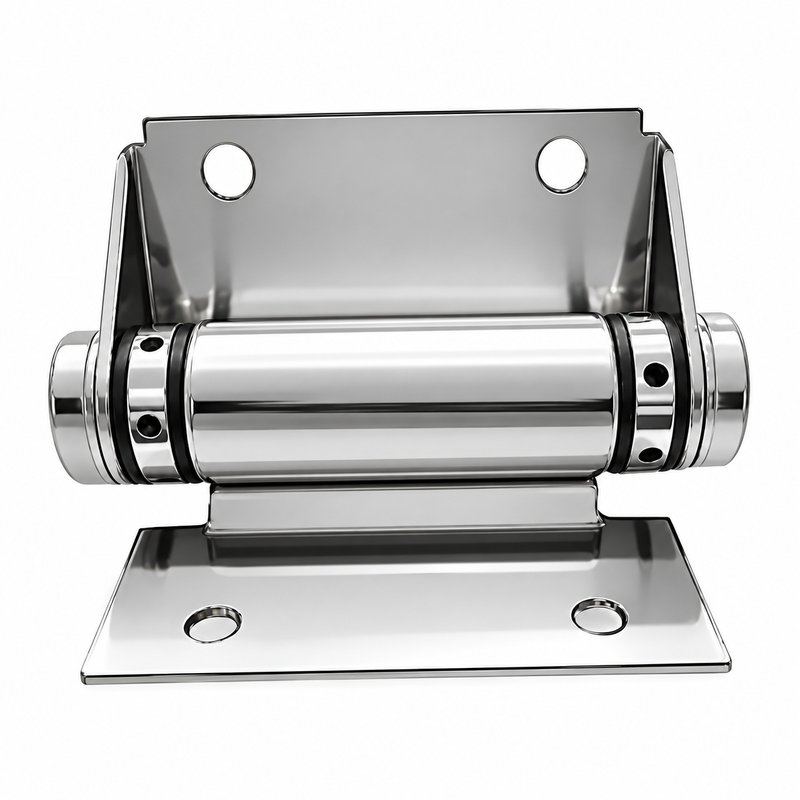 Flat-Plate Pool Gate Hinge — Polished silver appearance concept