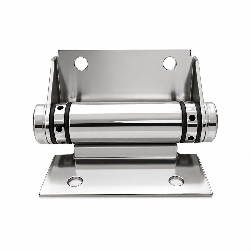 Flat-Plate Pool Gate Hinge — Polished silver appearance concept