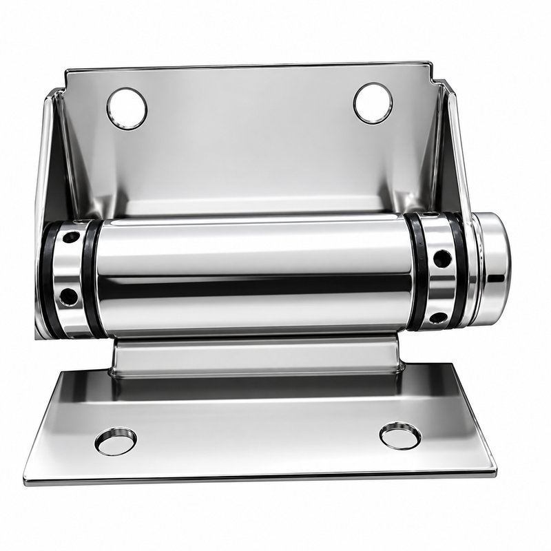 Flat-Plate Pool Gate Hinge — Polished silver appearance concept