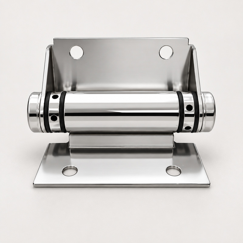 Flat-Plate Pool Gate Hinge — Polished silver appearance concept