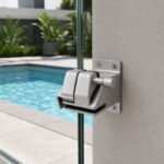 Glass-to-Wall Pool Gate Latch — Matte silver appearance concept
