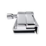 Glass-to-Wall Pool Gate Latch — Polished silver appearance concept