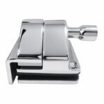 Glass-to-Wall Pool Gate Latch — Polished silver appearance concept