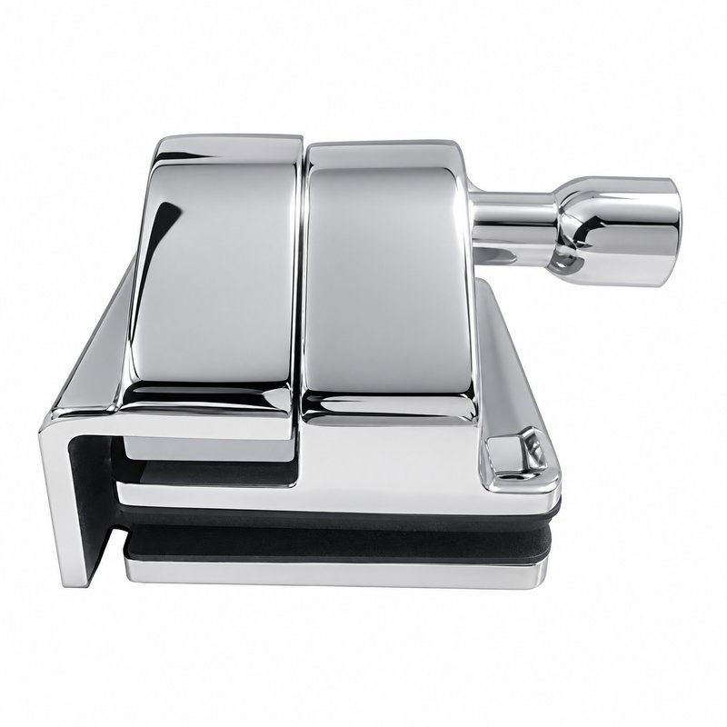 Glass-to-Wall Pool Gate Latch — Polished silver appearance concept