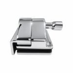Glass-to-Wall Pool Gate Latch — Polished silver appearance concept