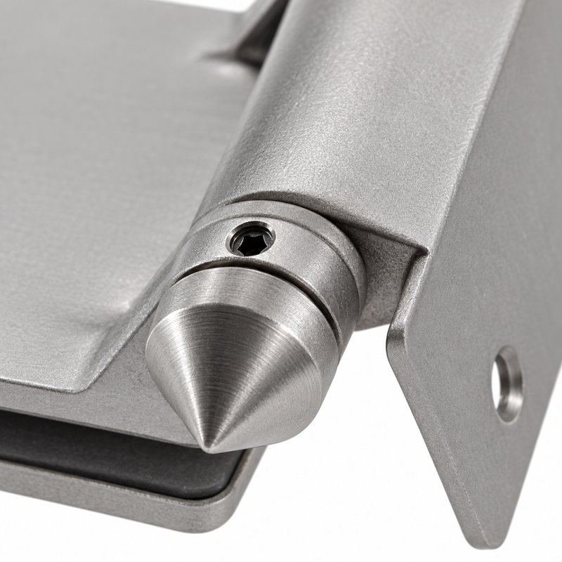Covered-Clamp Wall-Mount Pool Gate Hinge — Matte silver appearance concept