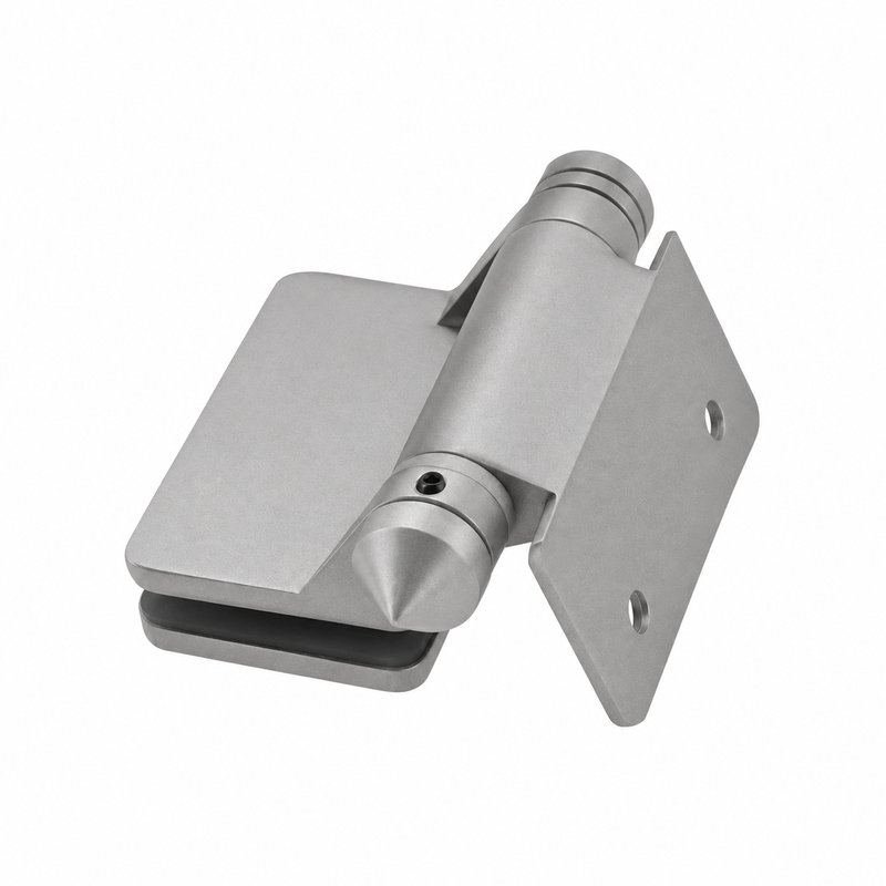 Covered-Clamp Wall-Mount Pool Gate Hinge — Matte silver appearance concept
