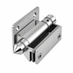 Covered-Clamp Wall-Mount Pool Gate Hinge — Polished silver appearance concept