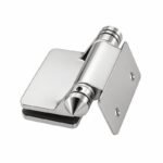 Covered-Clamp Wall-Mount Pool Gate Hinge — Polished silver appearance concept