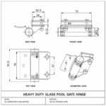 Curved-Leaf Pool Gate Hinge with Exposed Nuts
