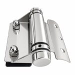 Curved-Leaf Pool Gate Hinge with Exposed Nuts — Polished silver appearance concept