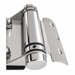 Curved-Leaf Pool Gate Hinge with Exposed Nuts — Polished silver appearance concept