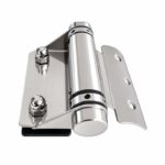 Curved-Leaf Pool Gate Hinge with Exposed Nuts — Polished silver appearance concept