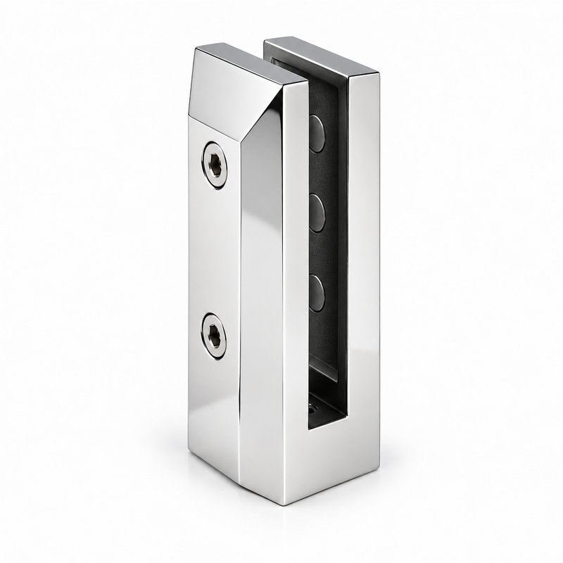 Compact Square Glass Pool Fence Spigot — Polished silver appearance concept