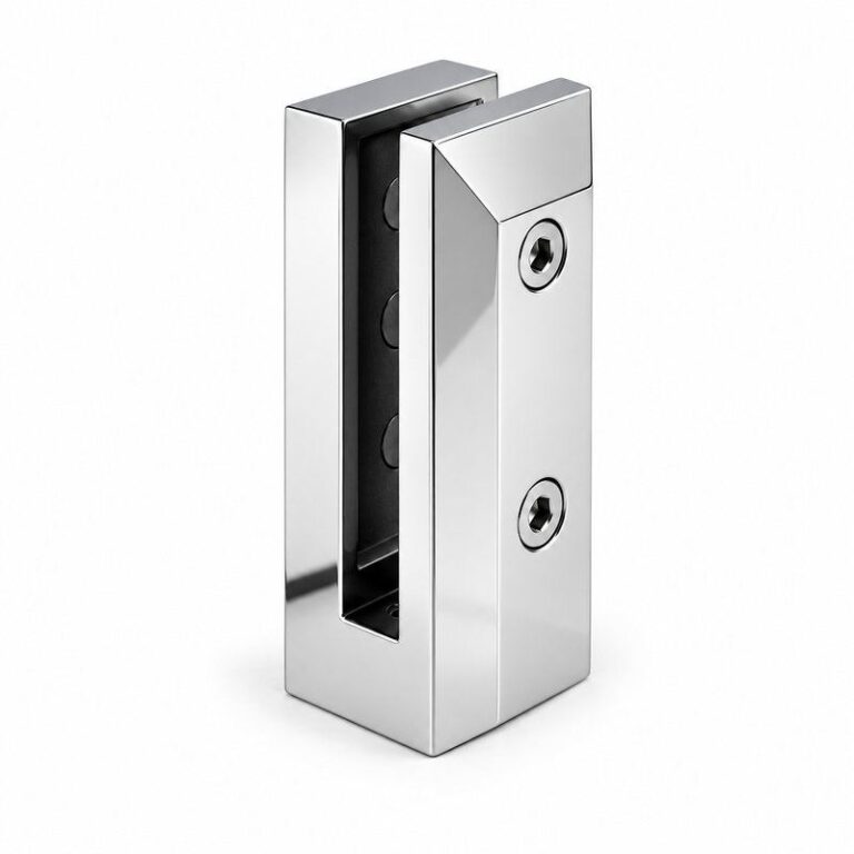 Compact Square Glass Pool Fence Spigot — Polished silver appearance concept
