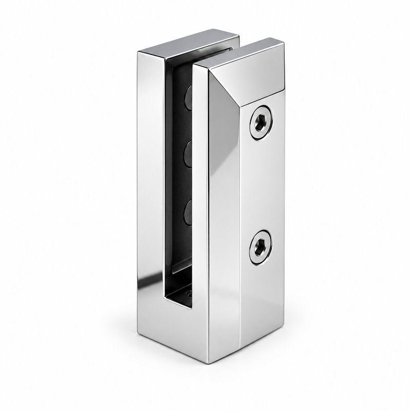 Compact Square Glass Pool Fence Spigot — Polished silver appearance concept