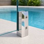 Compact Square Glass Pool Fence Spigot — Polished silver appearance concept