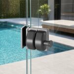 Black-Housing Corner Glass Pool Gate Latch