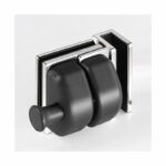 Black-Housing Corner Glass Pool Gate Latch — Black housing with polished silver bracket concept