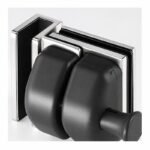 Black-Housing Corner Glass Pool Gate Latch — Black housing with polished silver bracket concept