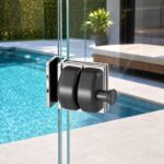 Black-Housing Corner Glass Pool Gate Latch — Black housing with polished silver bracket concept