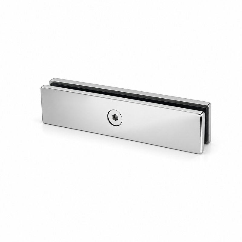 Long Flat Glass Pool Fence Joiner — Polished silver appearance concept