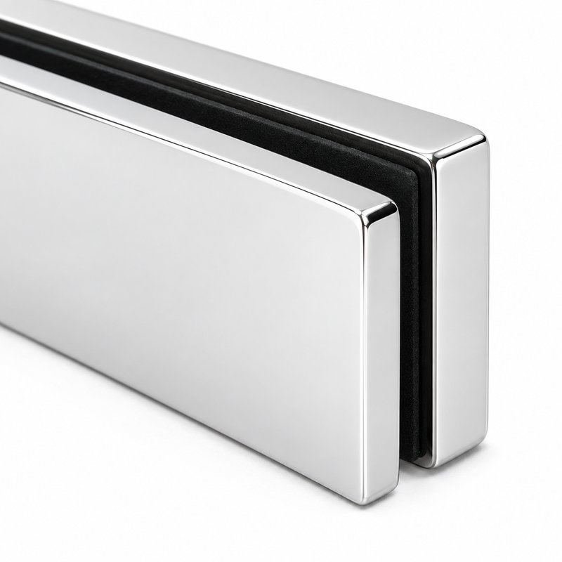 Long Flat Glass Pool Fence Joiner — Polished silver appearance concept
