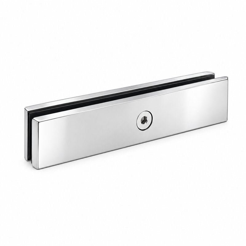 Long Flat Glass Pool Fence Joiner — Polished silver appearance concept