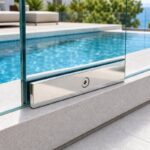 Long Flat Glass Pool Fence Joiner — Polished silver appearance concept